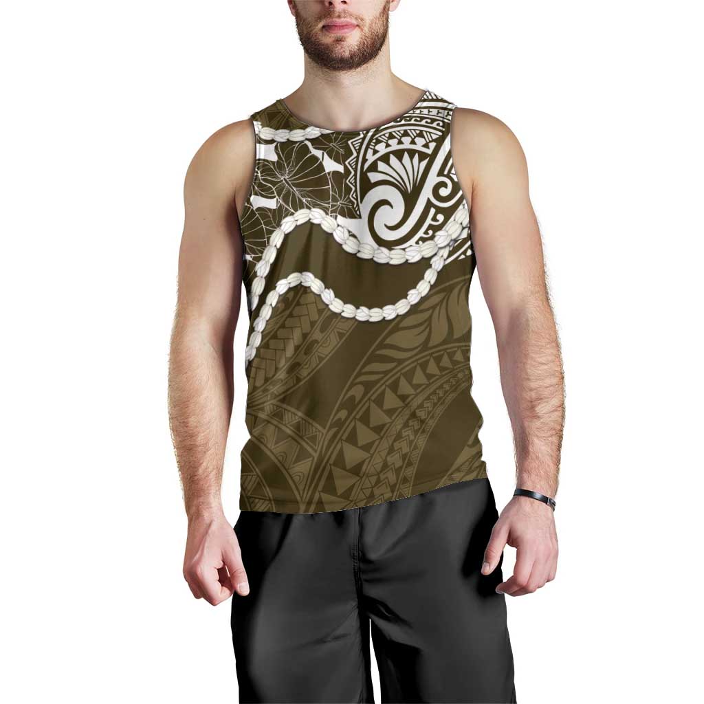 Aloha Hawaii Kalo Pikake Lei Men Tank Top Chest Tattoo Gold Hawaiian Pattern LT14 - Polynesian Pride