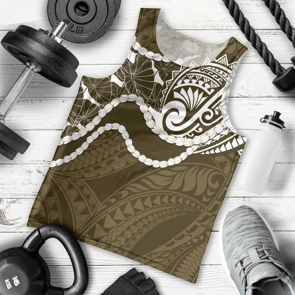 Aloha Hawaii Kalo Pikake Lei Men Tank Top Chest Tattoo Gold Hawaiian Pattern LT14 - Polynesian Pride