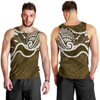Aloha Hawaii Kalo Pikake Lei Men Tank Top Chest Tattoo Gold Hawaiian Pattern LT14 - Polynesian Pride