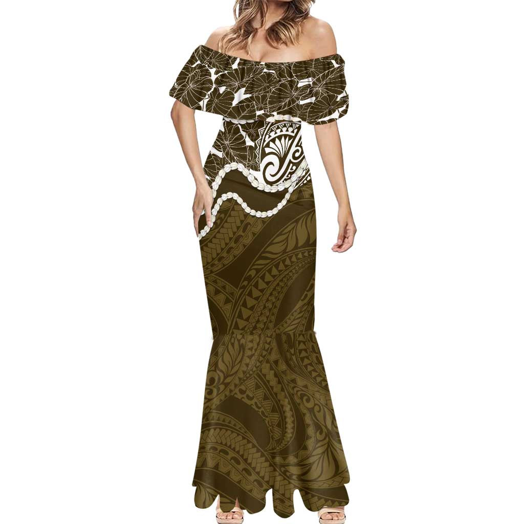 Aloha Hawaii Kalo Pikake Lei Mermaid Dress Chest Tattoo Gold Hawaiian Pattern LT14 - Polynesian Pride