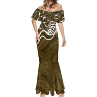 Aloha Hawaii Kalo Pikake Lei Mermaid Dress Chest Tattoo Gold Hawaiian Pattern LT14 - Polynesian Pride