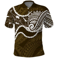 Aloha Hawaii Kalo Pikake Lei Polo Shirt Chest Tattoo Gold Hawaiian Pattern LT14 Gold - Polynesian Pride