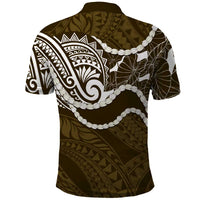 Aloha Hawaii Kalo Pikake Lei Polo Shirt Chest Tattoo Gold Hawaiian Pattern LT14 - Polynesian Pride