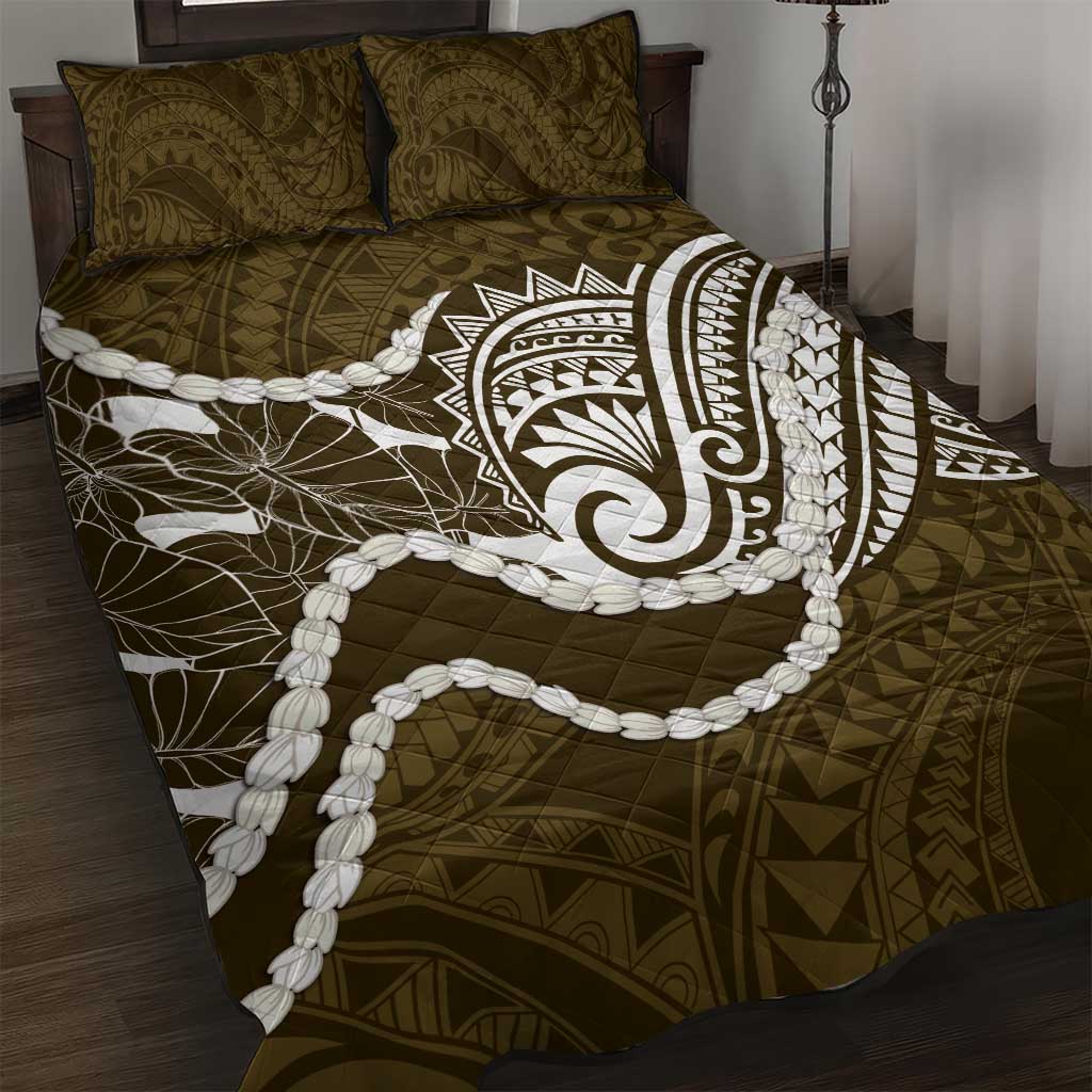 Aloha Hawaii Kalo Pikake Lei Quilt Bed Set Chest Tattoo Gold Hawaiian Pattern LT14 Gold - Polynesian Pride
