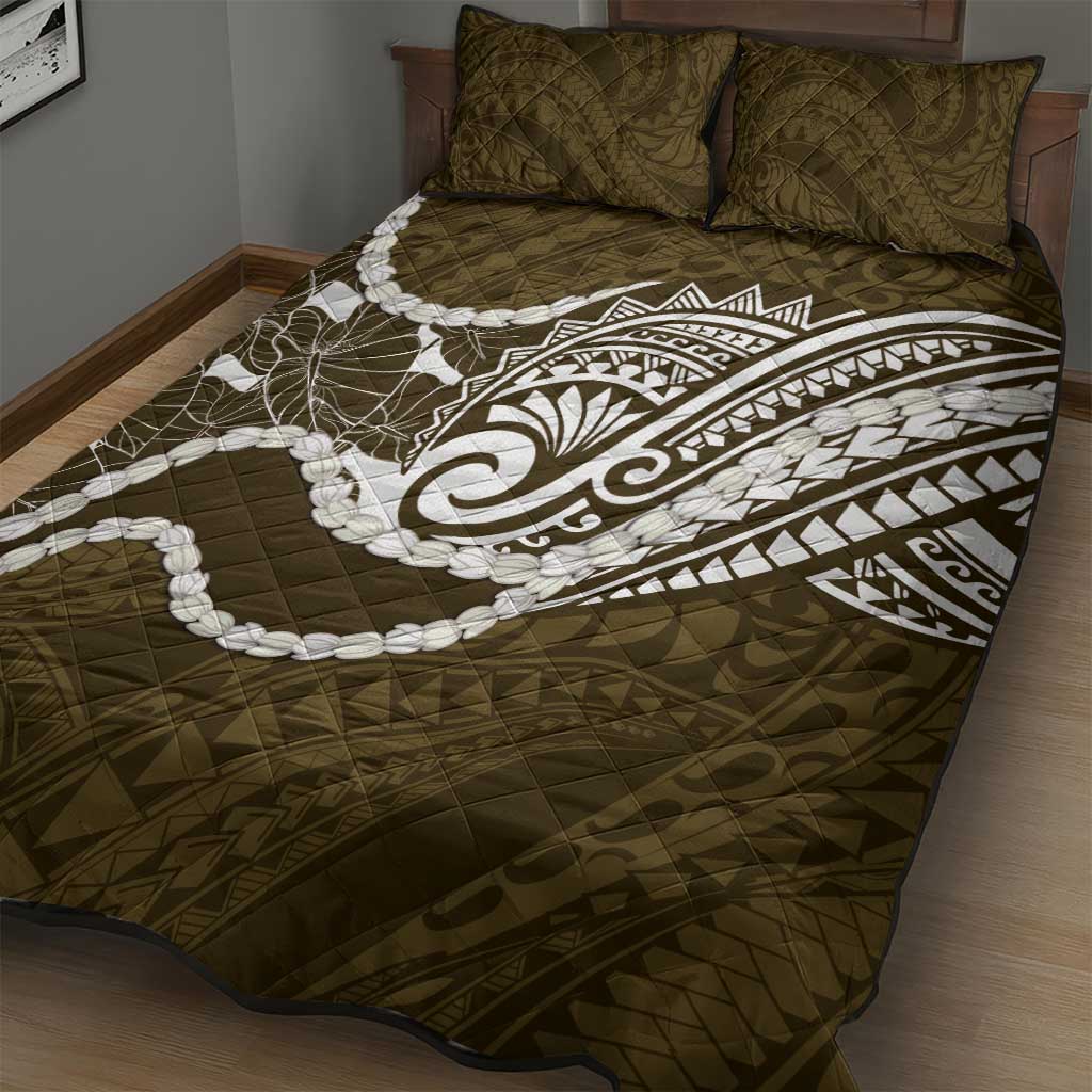 Aloha Hawaii Kalo Pikake Lei Quilt Bed Set Chest Tattoo Gold Hawaiian Pattern LT14 - Polynesian Pride