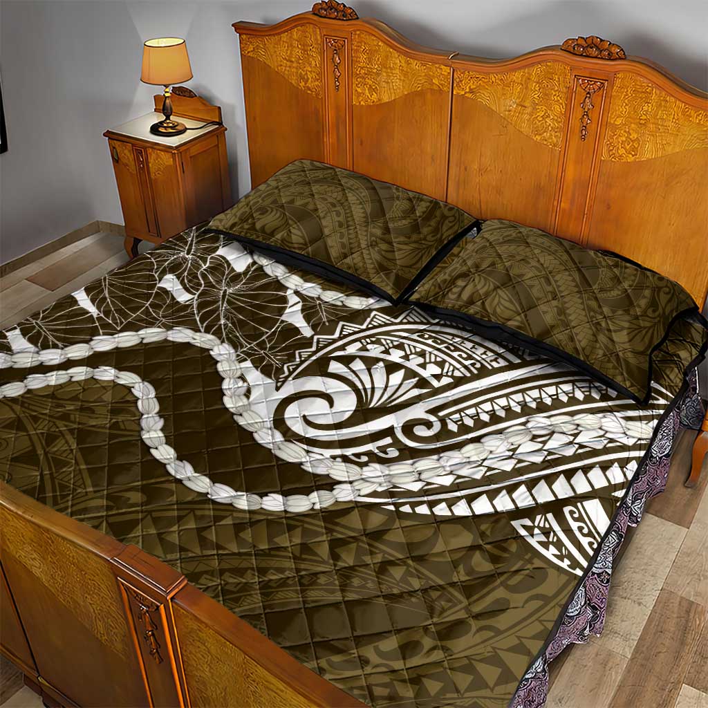 Aloha Hawaii Kalo Pikake Lei Quilt Bed Set Chest Tattoo Gold Hawaiian Pattern LT14 - Polynesian Pride