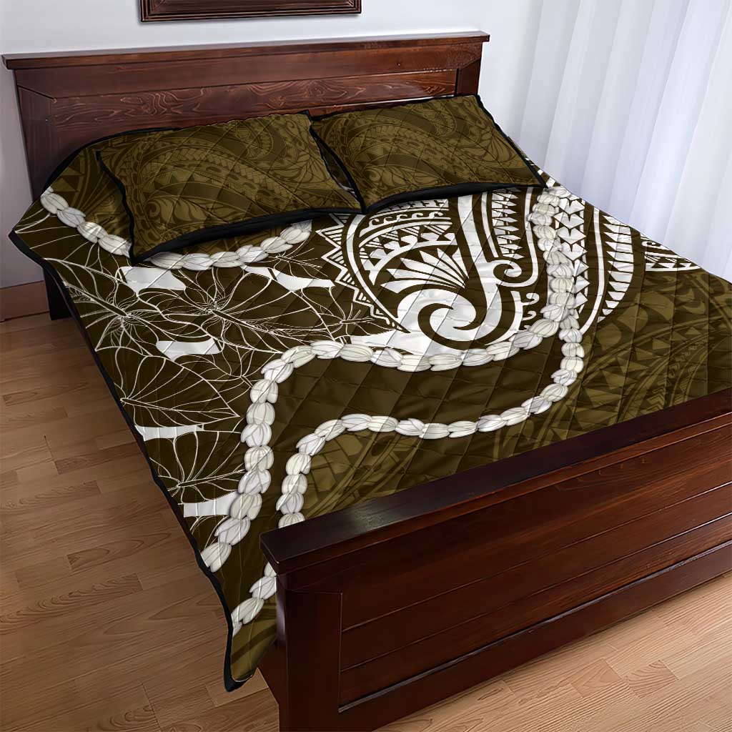 Aloha Hawaii Kalo Pikake Lei Quilt Bed Set Chest Tattoo Gold Hawaiian Pattern LT14 - Polynesian Pride