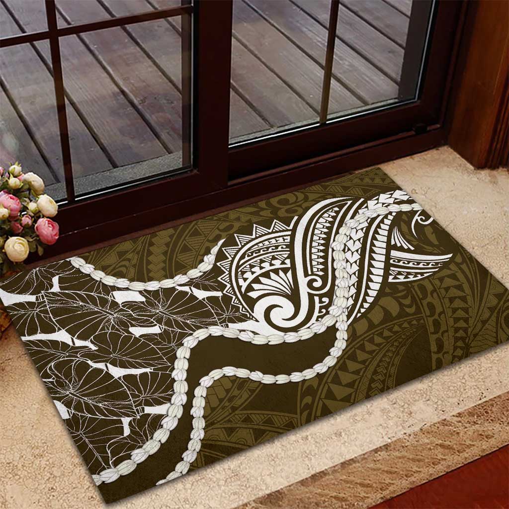 Aloha Hawaii Kalo Pikake Lei Rubber Doormat Chest Tattoo Gold Hawaiian Pattern LT14 - Polynesian Pride