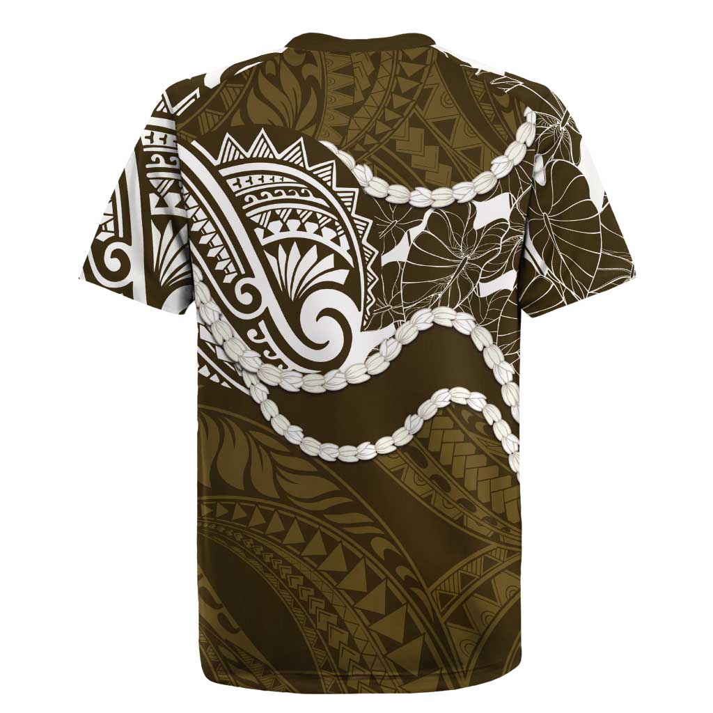 Aloha Hawaii Kalo Pikake Lei Rugby Jersey Chest Tattoo Gold Hawaiian Pattern LT14 - Polynesian Pride