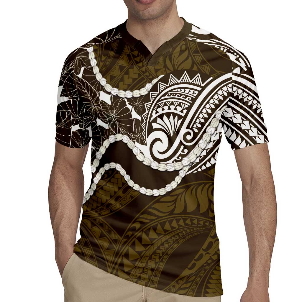 Aloha Hawaii Kalo Pikake Lei Rugby Jersey Chest Tattoo Gold Hawaiian Pattern LT14 - Polynesian Pride