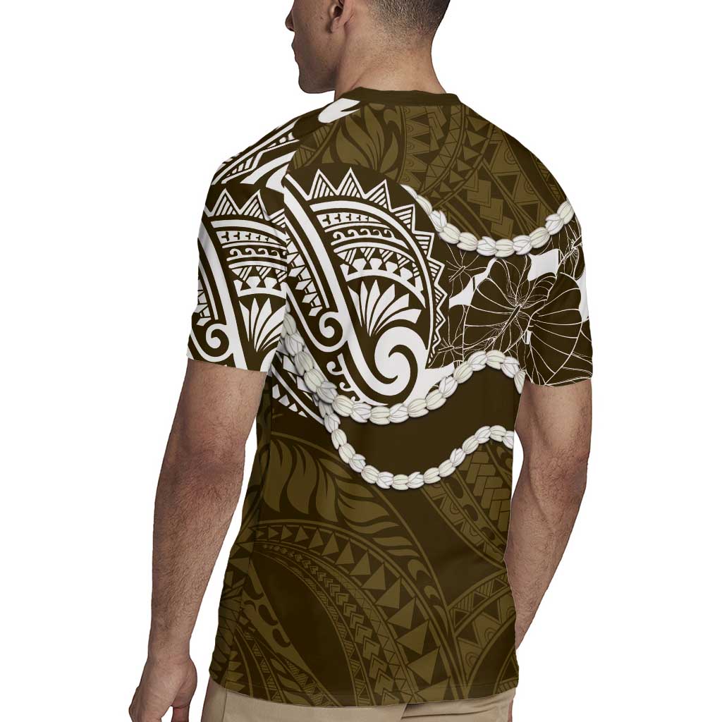Aloha Hawaii Kalo Pikake Lei Rugby Jersey Chest Tattoo Gold Hawaiian Pattern LT14 - Polynesian Pride