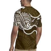 Aloha Hawaii Kalo Pikake Lei Rugby Jersey Chest Tattoo Gold Hawaiian Pattern LT14 - Polynesian Pride