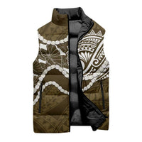 Aloha Hawaii Kalo Pikake Lei Sleeveless Puffer Jacket Chest Tattoo Gold Hawaiian Pattern LT14 - Polynesian Pride