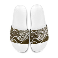 Aloha Hawaii Kalo Pikake Lei Slide Sandals Chest Tattoo Gold Hawaiian Pattern LT14 Gold - Polynesian Pride