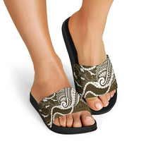 Aloha Hawaii Kalo Pikake Lei Slide Sandals Chest Tattoo Gold Hawaiian Pattern LT14 - Polynesian Pride