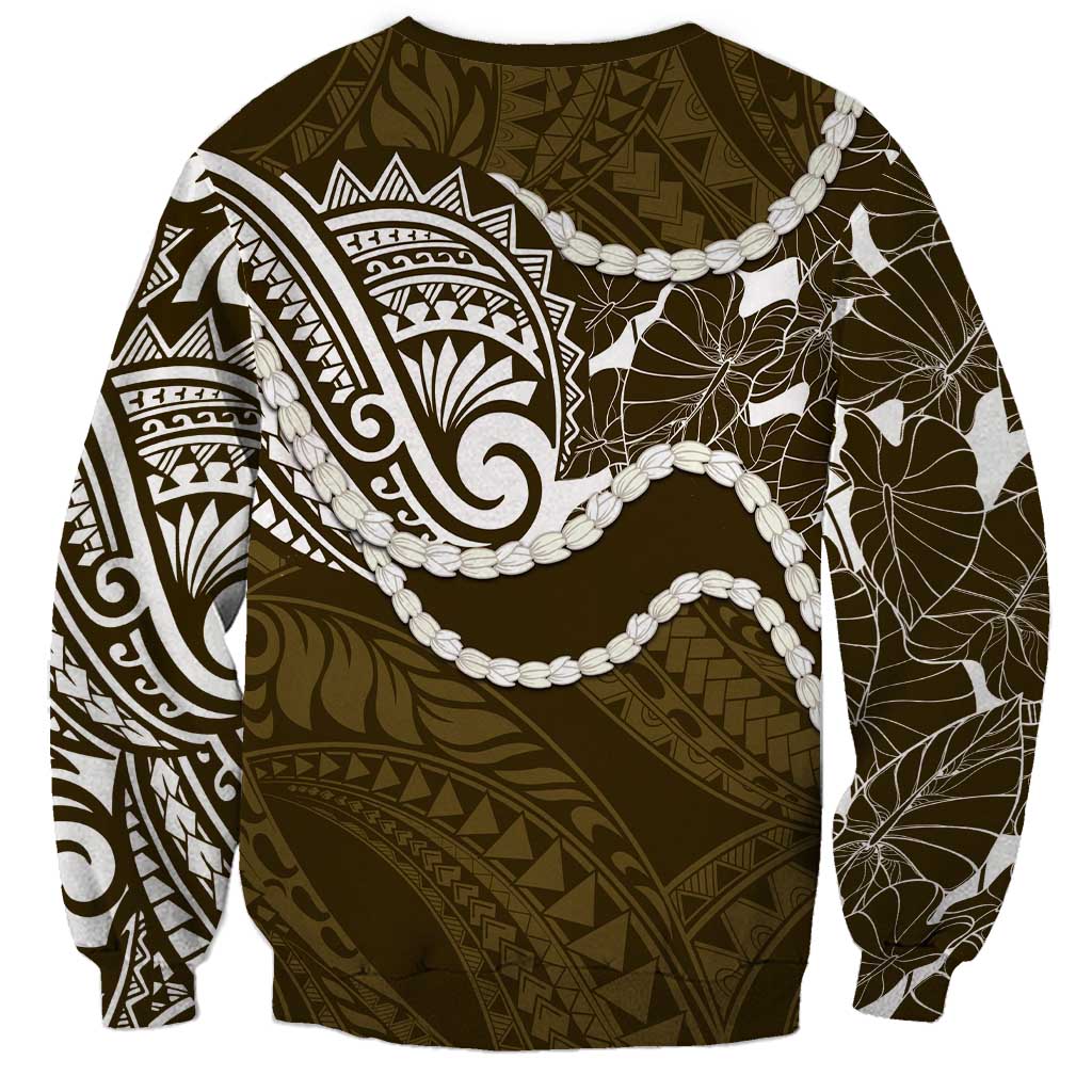 Aloha Hawaii Kalo Pikake Lei Sweatshirt Chest Tattoo Gold Hawaiian Pattern LT14 - Polynesian Pride