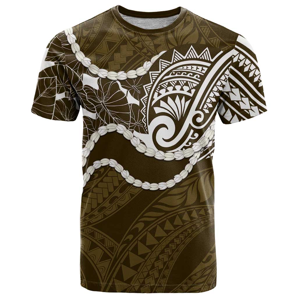 Aloha Hawaii Kalo Pikake Lei T Shirt Chest Tattoo Gold Hawaiian Pattern LT14 Gold - Polynesian Pride