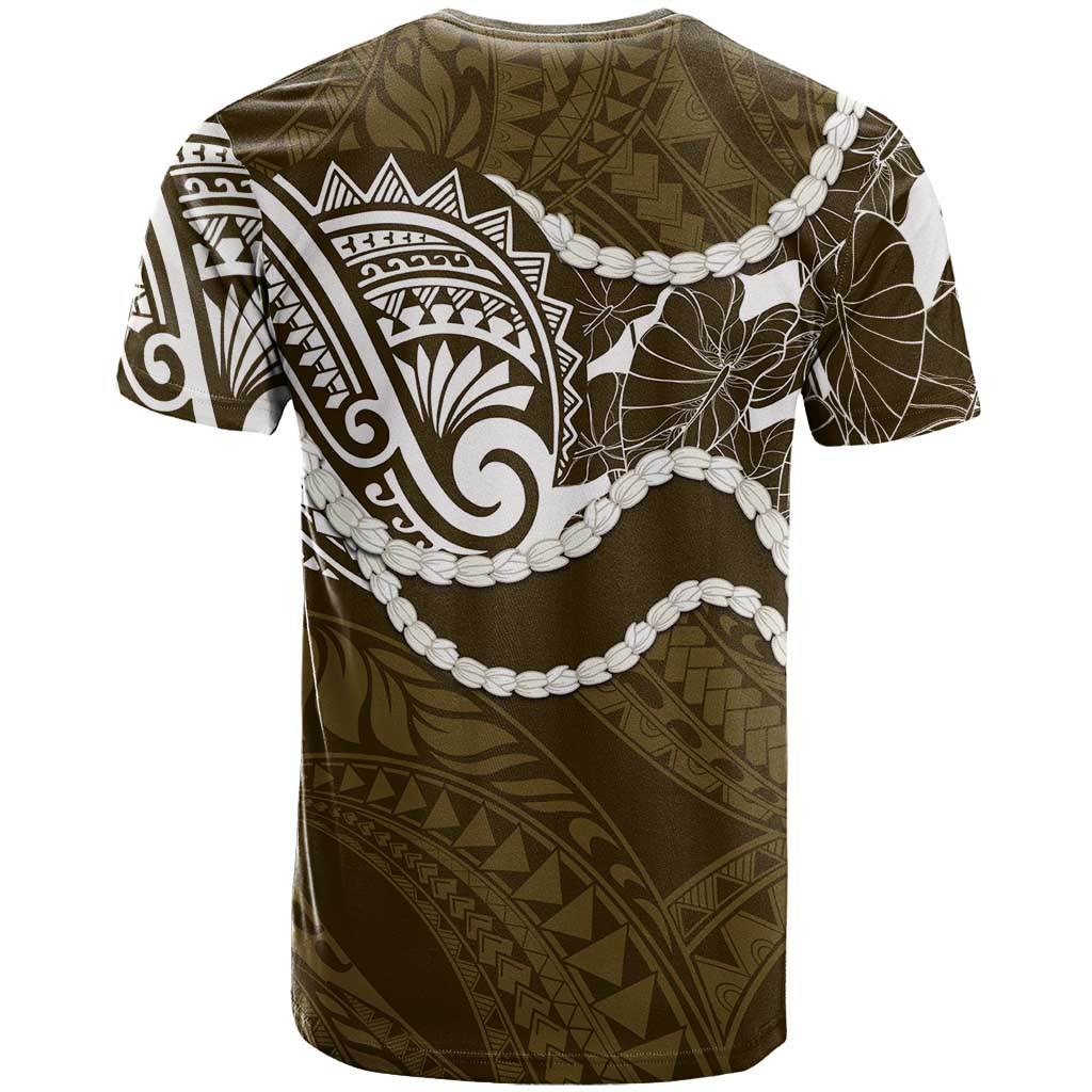 Aloha Hawaii Kalo Pikake Lei T Shirt Chest Tattoo Gold Hawaiian Pattern LT14 - Polynesian Pride