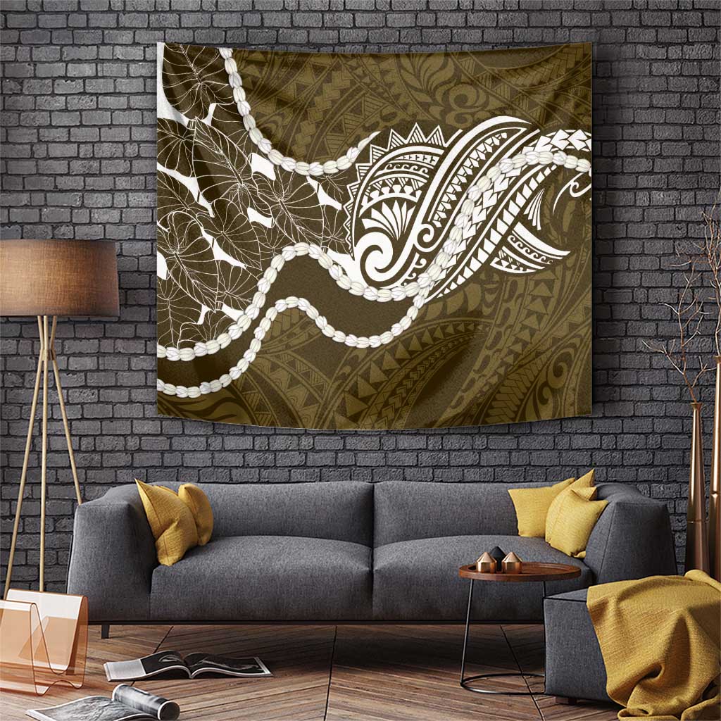Aloha Hawaii Kalo Pikake Lei Tapestry Chest Tattoo Gold Hawaiian Pattern LT14 Gold - Polynesian Pride