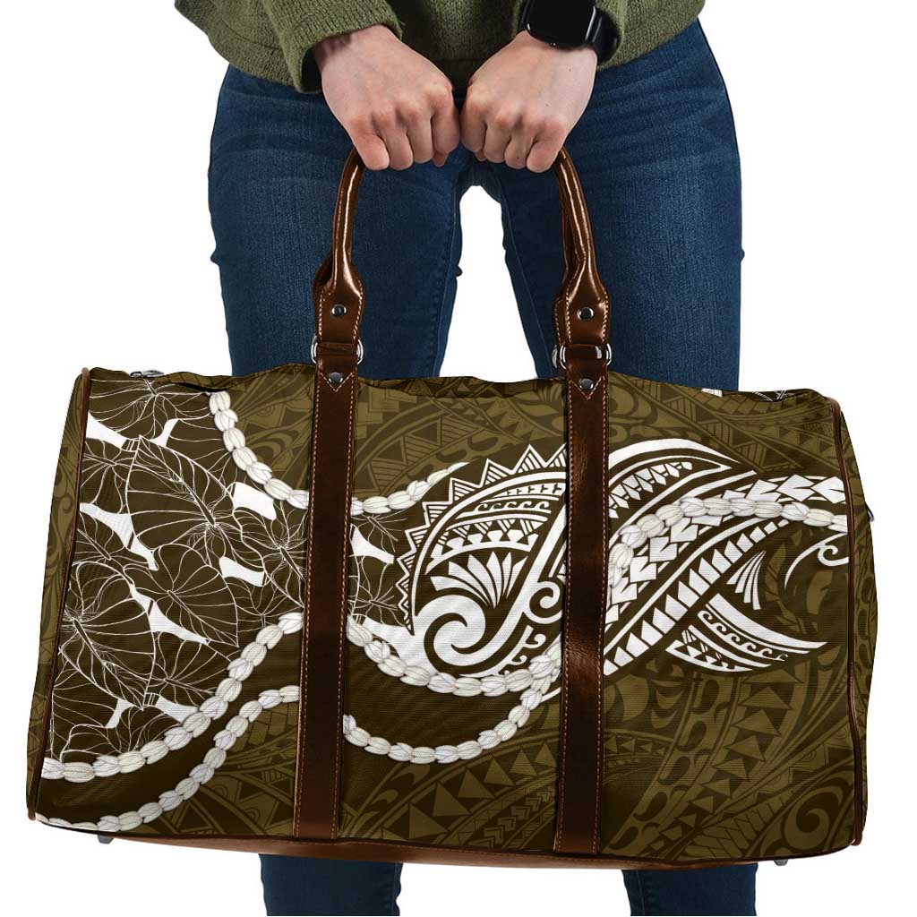 Aloha Hawaii Kalo Pikake Lei Travel Bag Chest Tattoo Gold Hawaiian Pattern LT14 Gold - Polynesian Pride