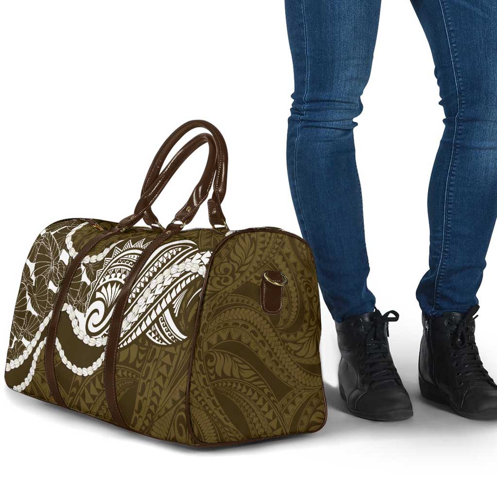 Aloha Hawaii Kalo Pikake Lei Travel Bag Chest Tattoo Gold Hawaiian Pattern LT14 - Polynesian Pride