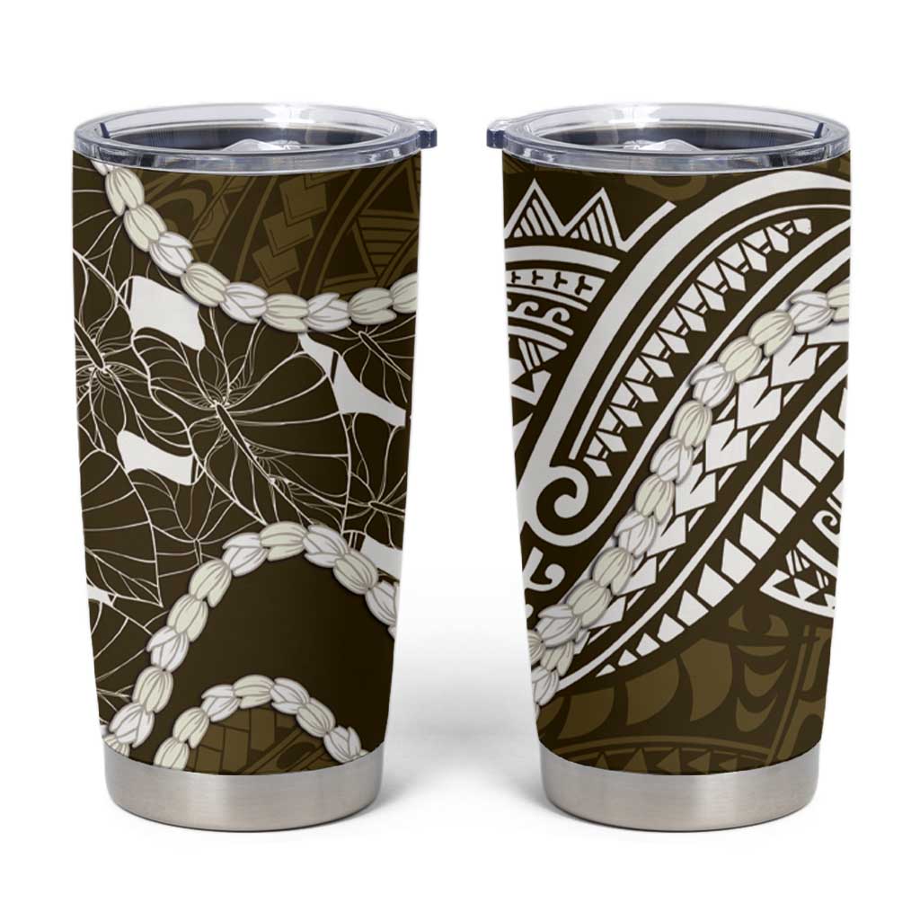 Aloha Hawaii Kalo Pikake Lei Tumbler Cup Chest Tattoo Gold Hawaiian Pattern LT14 Gold - Polynesian Pride