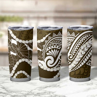 Aloha Hawaii Kalo Pikake Lei Tumbler Cup Chest Tattoo Gold Hawaiian Pattern LT14 - Polynesian Pride