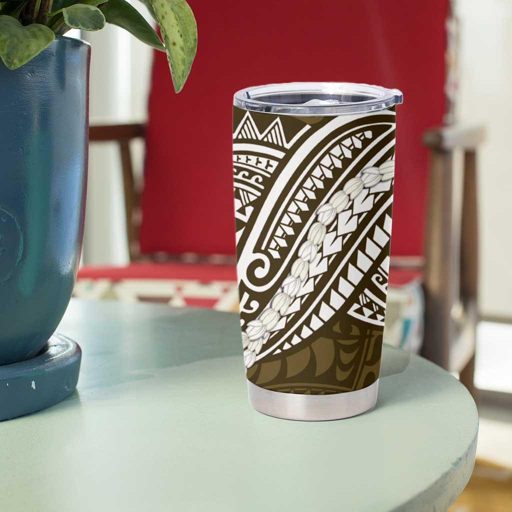 Aloha Hawaii Kalo Pikake Lei Tumbler Cup Chest Tattoo Gold Hawaiian Pattern LT14 - Polynesian Pride