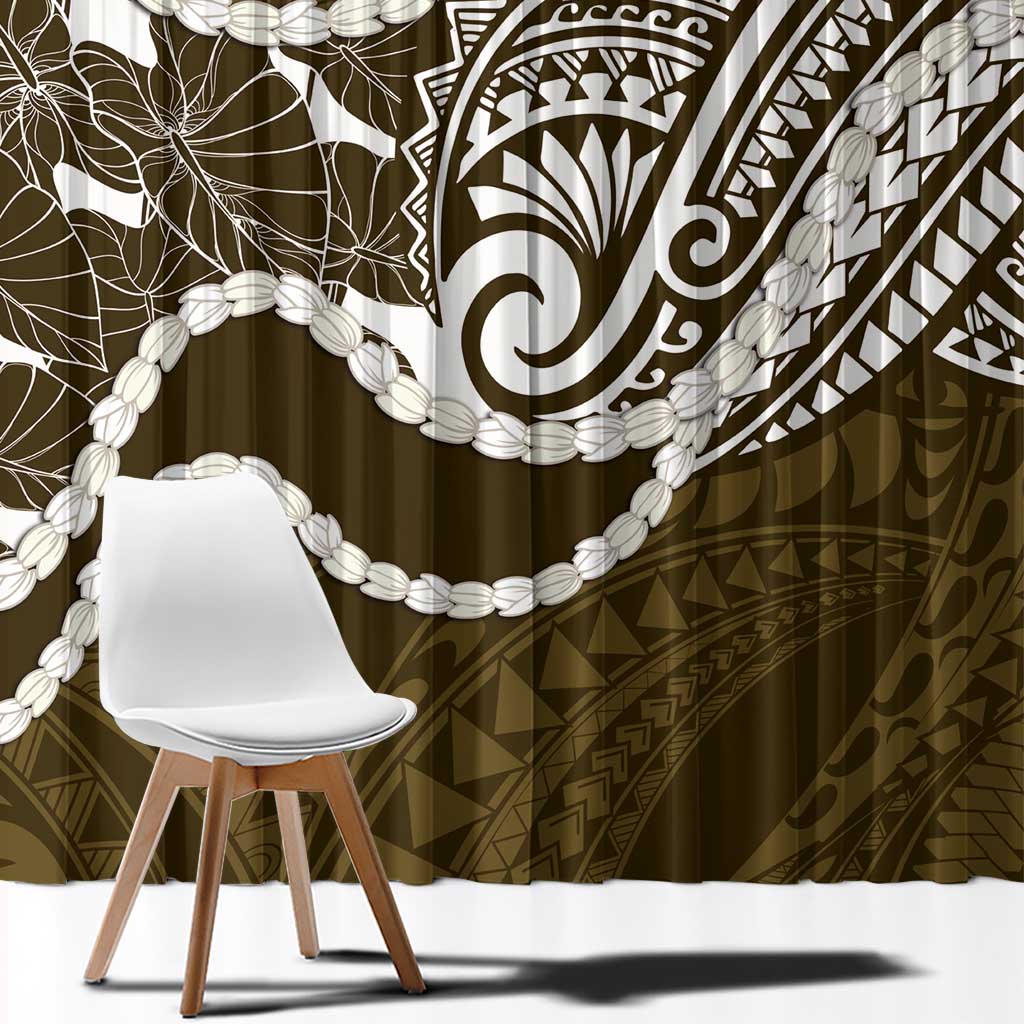 Aloha Hawaii Kalo Pikake Lei Window Curtain Chest Tattoo Gold Hawaiian Pattern LT14 - Polynesian Pride