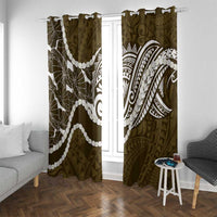 Aloha Hawaii Kalo Pikake Lei Window Curtain Chest Tattoo Gold Hawaiian Pattern LT14 With Grommets Gold - Polynesian Pride