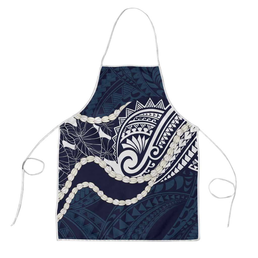 Aloha Hawaii Kalo Pikake Lei Apron Chest Tattoo Oxford Blue Hawaiian Pattern LT14 Oxford Blue - Polynesian Pride