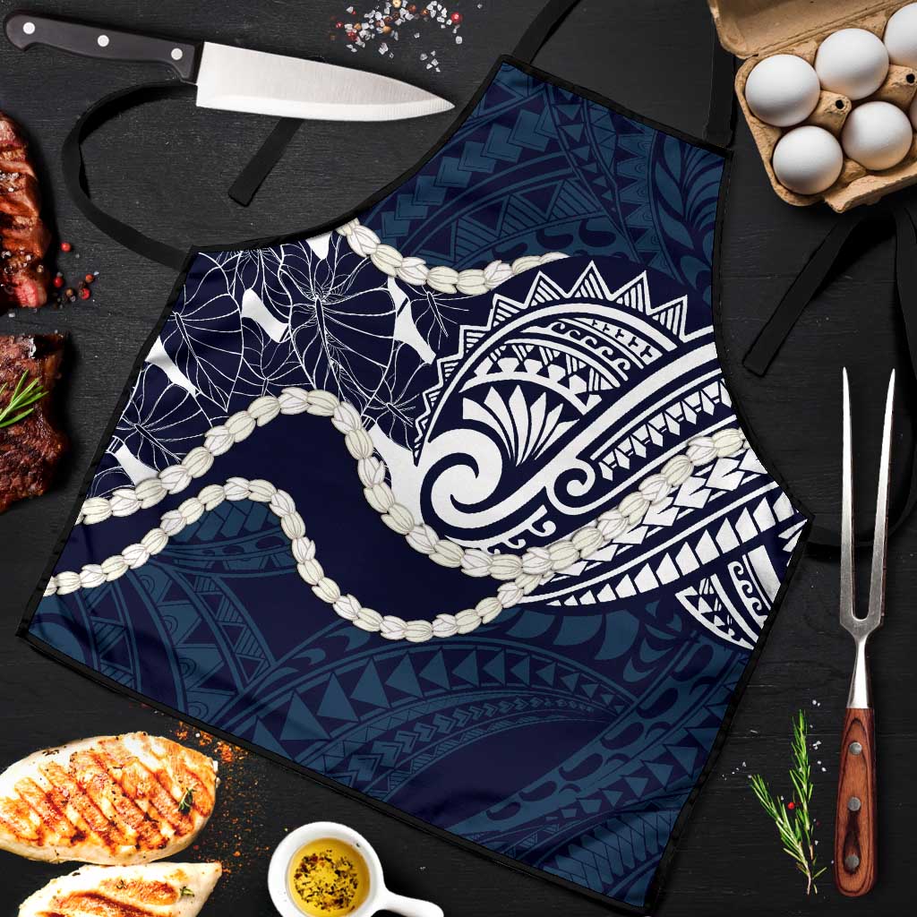 Aloha Hawaii Kalo Pikake Lei Apron Chest Tattoo Oxford Blue Hawaiian Pattern LT14 Oxford Blue - Polynesian Pride