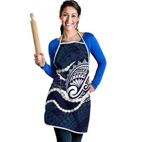 Aloha Hawaii Kalo Pikake Lei Apron Chest Tattoo Oxford Blue Hawaiian Pattern LT14 - Polynesian Pride