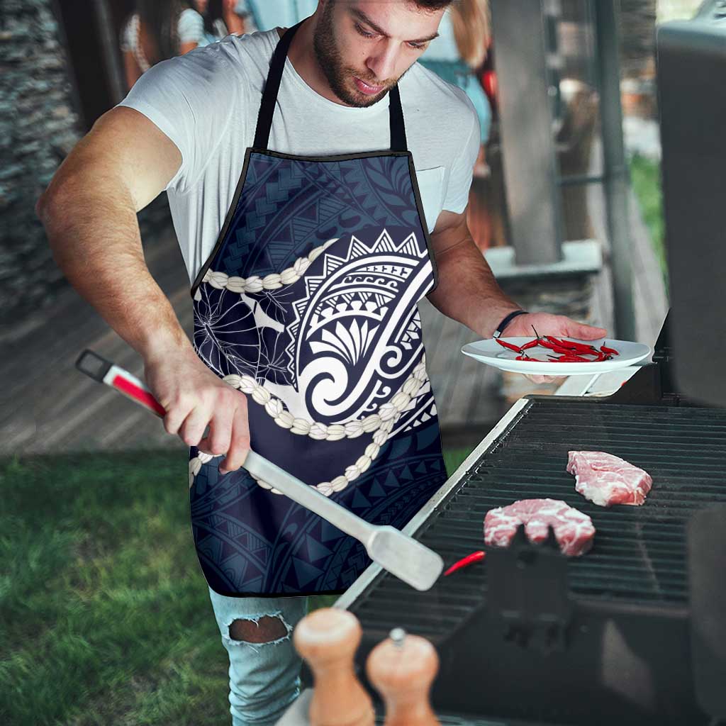 Aloha Hawaii Kalo Pikake Lei Apron Chest Tattoo Oxford Blue Hawaiian Pattern LT14 - Polynesian Pride