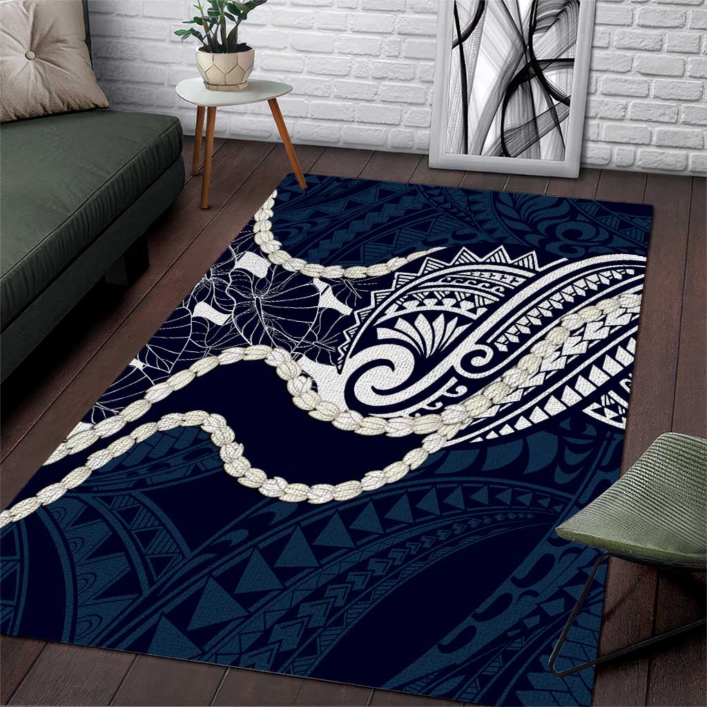 Aloha Hawaii Kalo Pikake Lei Area Rug Chest Tattoo Oxford Blue Hawaiian Pattern