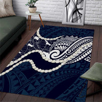 Aloha Hawaii Kalo Pikake Lei Area Rug Chest Tattoo Oxford Blue Hawaiian Pattern LT14 Oxford Blue - Polynesian Pride