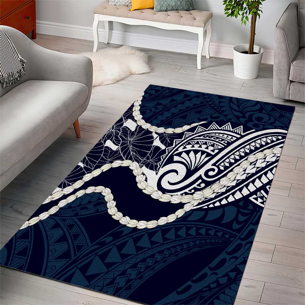 Aloha Hawaii Kalo Pikake Lei Area Rug Chest Tattoo Oxford Blue Hawaiian Pattern LT14 - Polynesian Pride