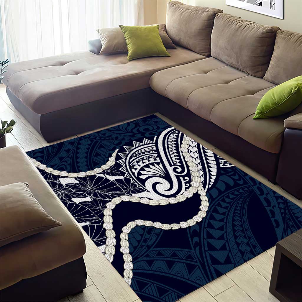 Aloha Hawaii Kalo Pikake Lei Area Rug Chest Tattoo Oxford Blue Hawaiian Pattern LT14 - Polynesian Pride