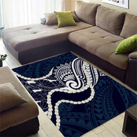 Aloha Hawaii Kalo Pikake Lei Area Rug Chest Tattoo Oxford Blue Hawaiian Pattern LT14 - Polynesian Pride