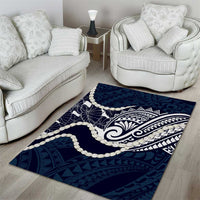 Aloha Hawaii Kalo Pikake Lei Area Rug Chest Tattoo Oxford Blue Hawaiian Pattern LT14 - Polynesian Pride