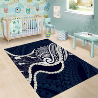 Aloha Hawaii Kalo Pikake Lei Area Rug Chest Tattoo Oxford Blue Hawaiian Pattern LT14 - Polynesian Pride