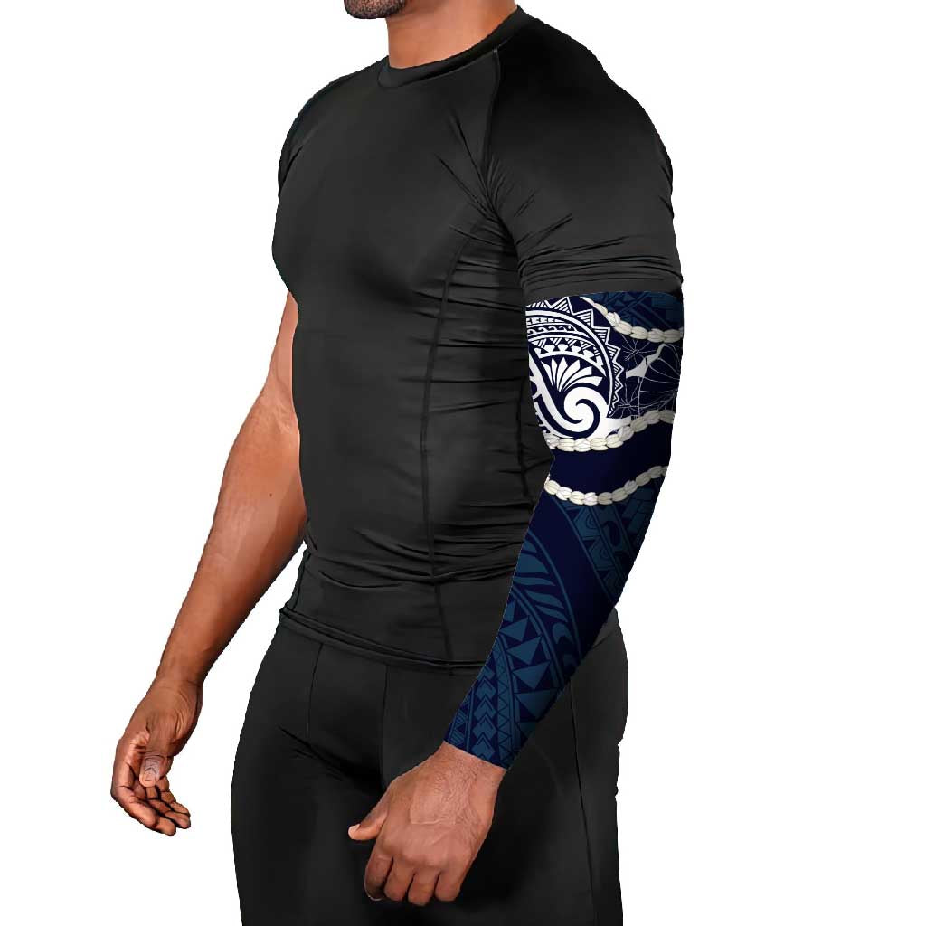 Aloha Hawaii Kalo Pikake Lei Arm Sleeves Chest Tattoo Oxford Blue Hawaiian Pattern LT14 - Polynesian Pride
