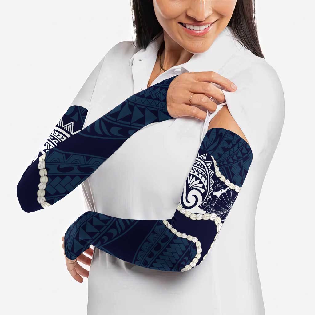 Aloha Hawaii Kalo Pikake Lei Arm Sleeves Chest Tattoo Oxford Blue Hawaiian Pattern LT14 - Polynesian Pride