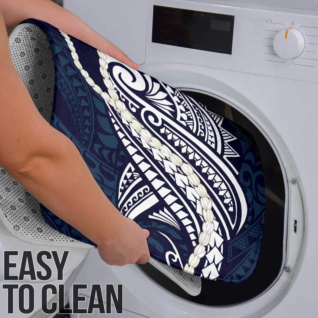 Aloha Hawaii Kalo Pikake Lei Bathroom Set Chest Tattoo Oxford Blue Hawaiian Pattern