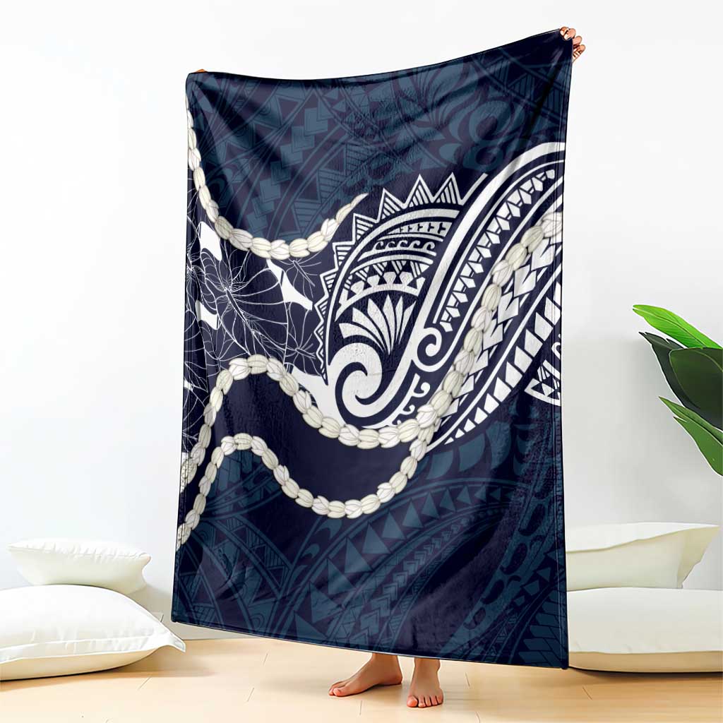Aloha Hawaii Kalo Pikake Lei Blanket Chest Tattoo Oxford Blue Hawaiian Pattern LT14 - Polynesian Pride