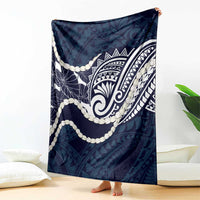 Aloha Hawaii Kalo Pikake Lei Blanket Chest Tattoo Oxford Blue Hawaiian Pattern LT14 - Polynesian Pride
