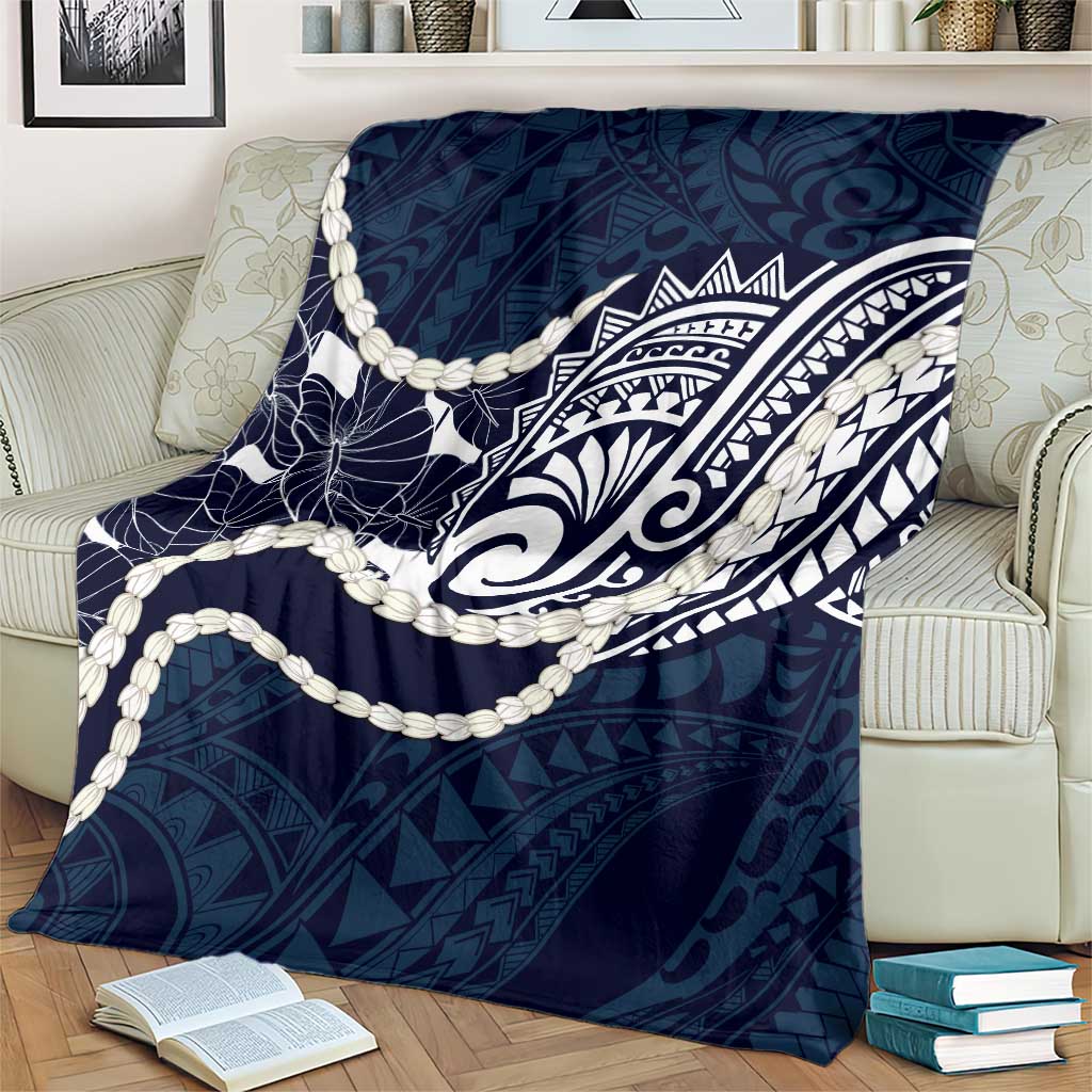 Aloha Hawaii Kalo Pikake Lei Blanket Chest Tattoo Oxford Blue Hawaiian Pattern LT14 - Polynesian Pride