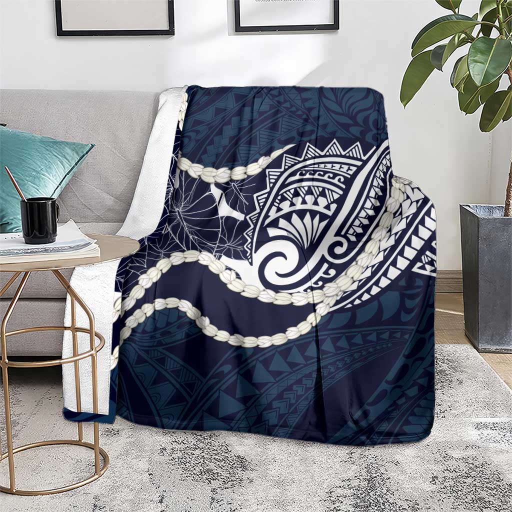 Aloha Hawaii Kalo Pikake Lei Blanket Chest Tattoo Oxford Blue Hawaiian Pattern LT14 - Polynesian Pride