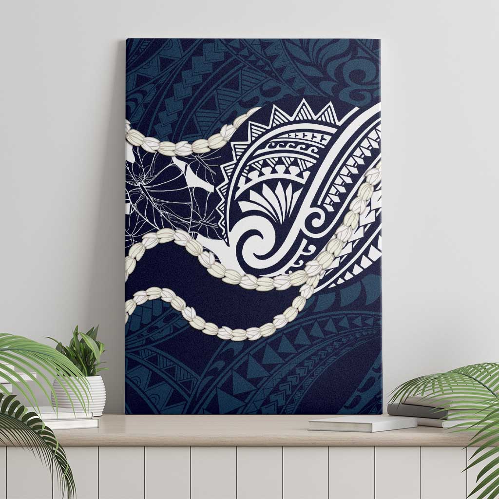 Aloha Hawaii Kalo Pikake Lei Canvas Wall Art Chest Tattoo Oxford Blue Hawaiian Pattern LT14 - Polynesian Pride