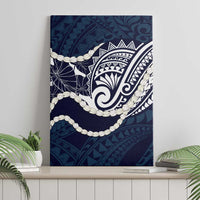 Aloha Hawaii Kalo Pikake Lei Canvas Wall Art Chest Tattoo Oxford Blue Hawaiian Pattern LT14 - Polynesian Pride